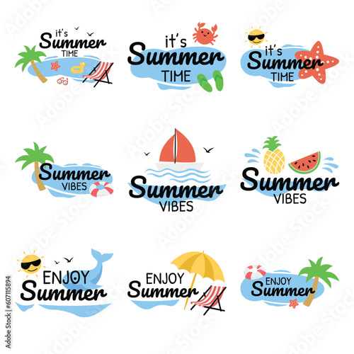Set of summer sticker label vector