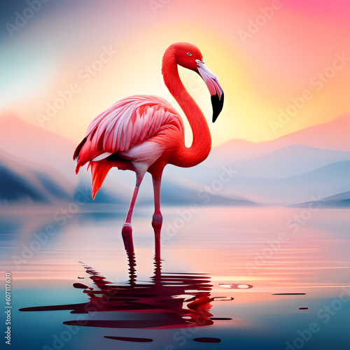 flamingo in the sunset