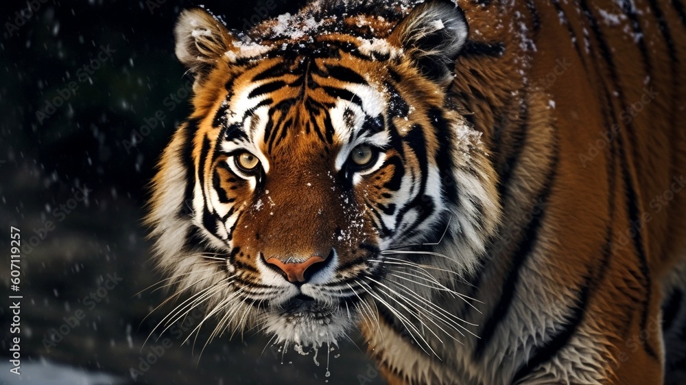 tiger snowing winter generative ai