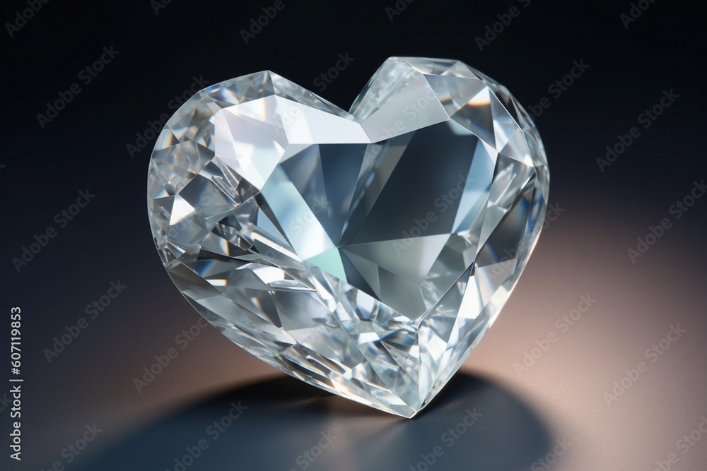 Diamond heart isolated on black background Generative AI Diamond heart isolated on black background Generative AI
