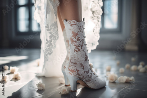 Elegant wedding boots. Generative AI illustration