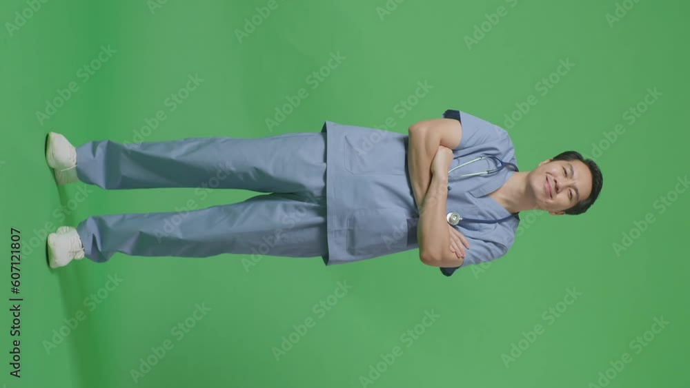 Full Body Of Asian Male Doctor With Stethoscope Crossing His Arms And Smiling On Green Screen Background In The Hospital
Full Body Of Asian Male Doctor With Stethoscope Crossing His Arms And Smiling On Green Screen Background In The Hospital