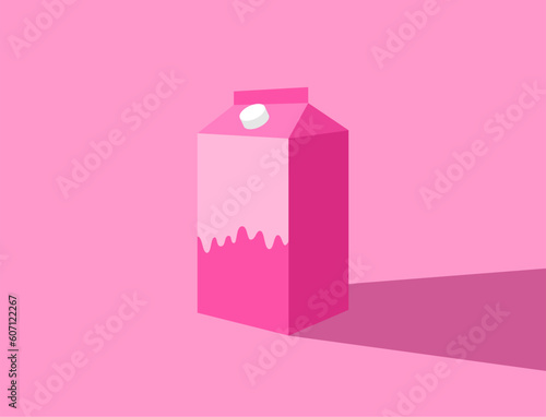 illustration of milk box on pink background