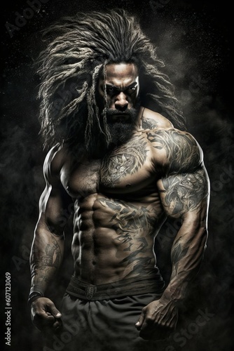 Young Tattooed Bodybuilder With Long Hair
