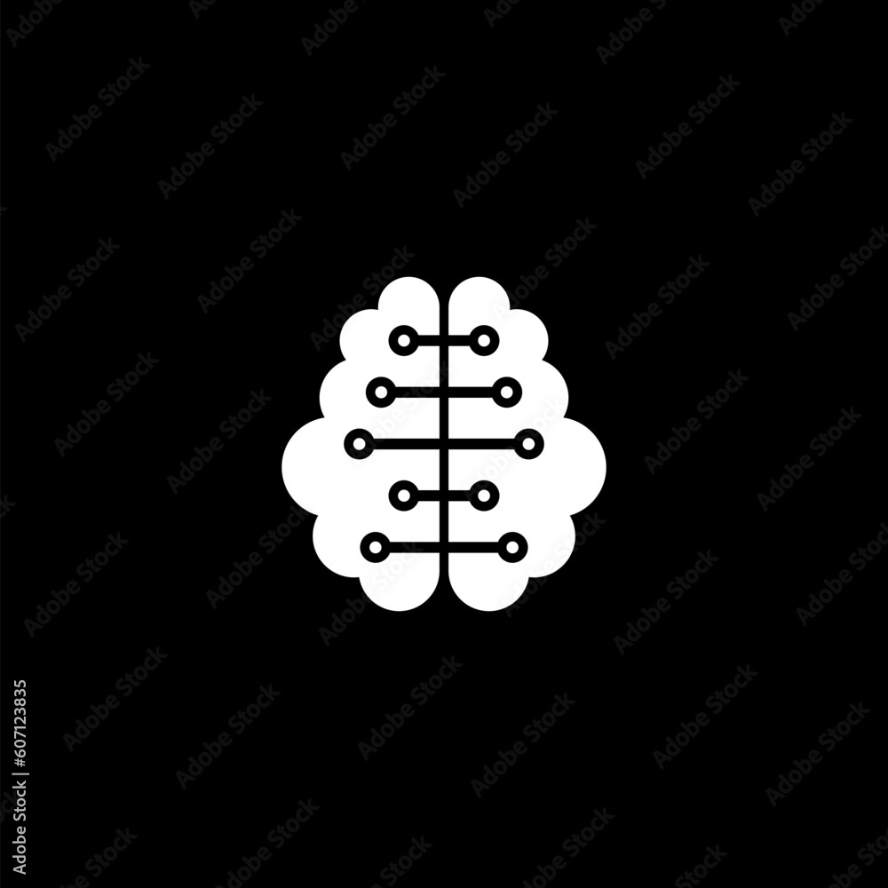 AI brain outline icon. Symbol, logo illustration on black background AI brain outline icon. Symbol, logo illustration on black background