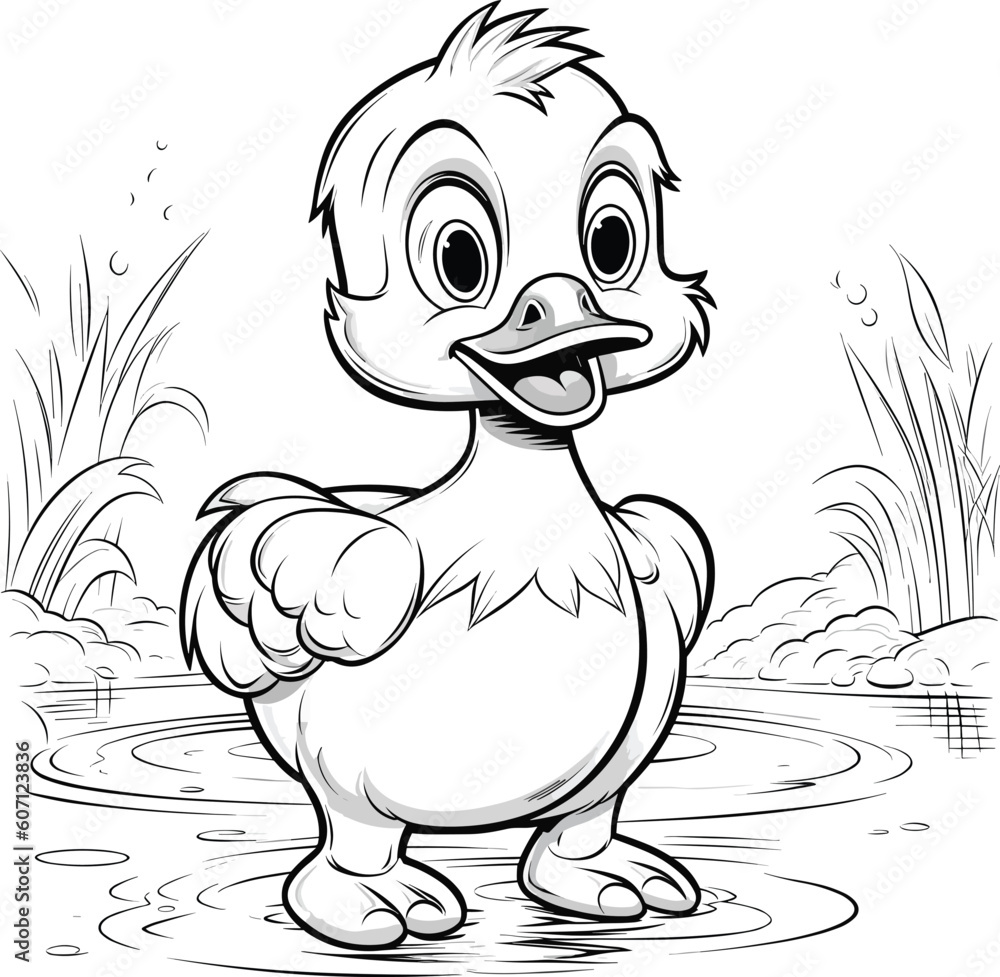 Duck, colouring book for kids, vector illustration Duck, colouring book for kids, vector illustration
