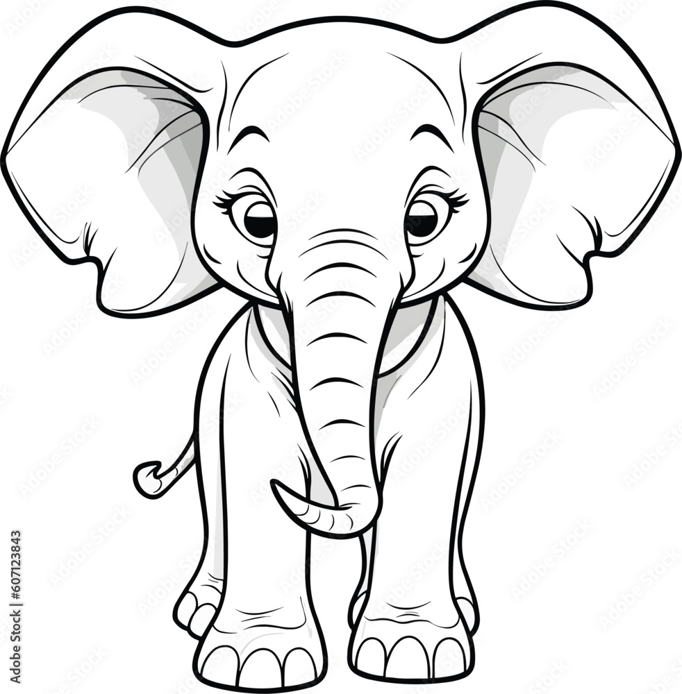 Obraz premium Elephant , colouring book for kids, vector illustration