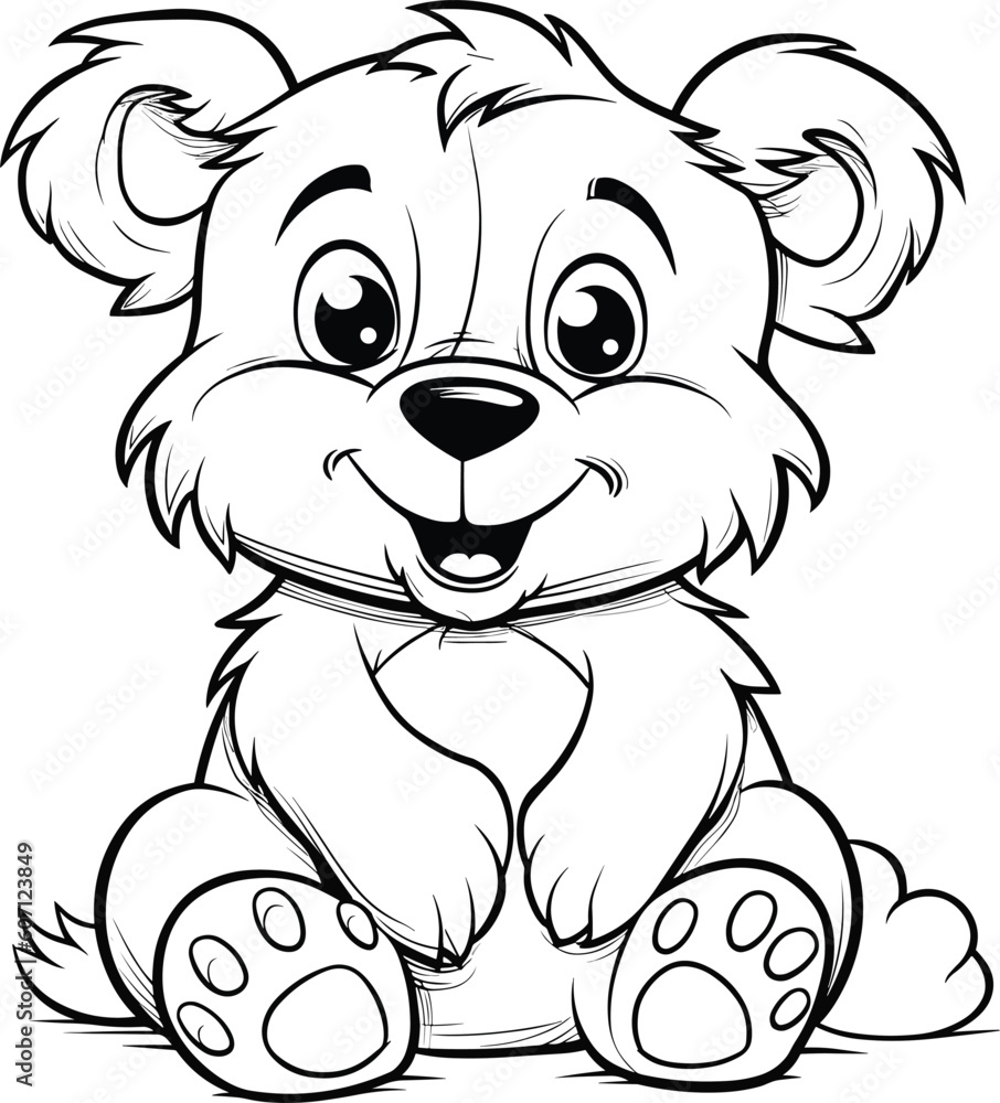 Obraz premium Bear, colouring book for kids, vector illustration