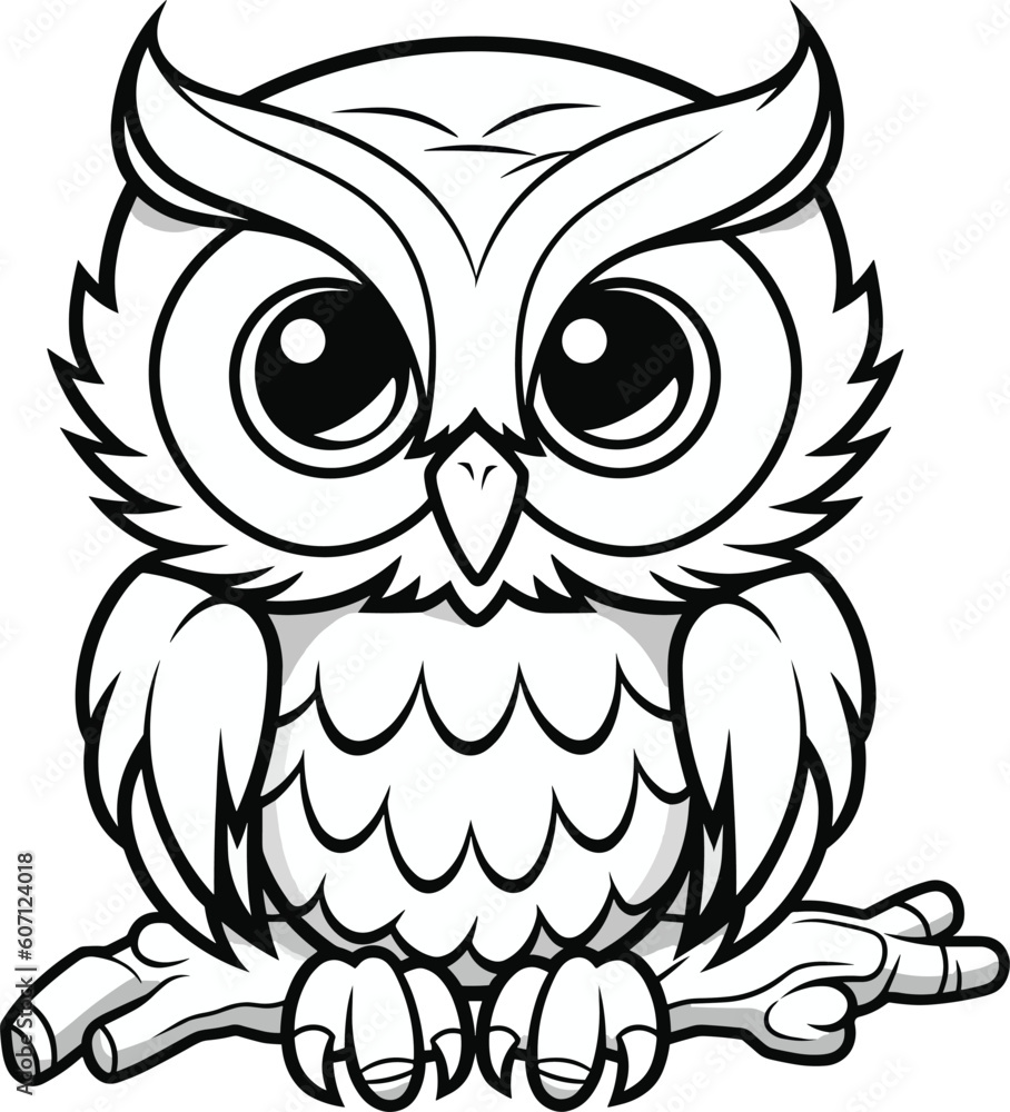 Owl, colouring book for kids, vector illustration Owl, colouring book for kids, vector illustration