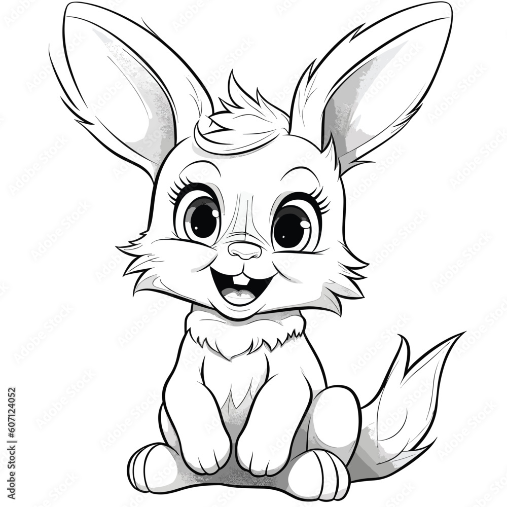Rabbit, colouring book for kids, vector illustration Stock Vector