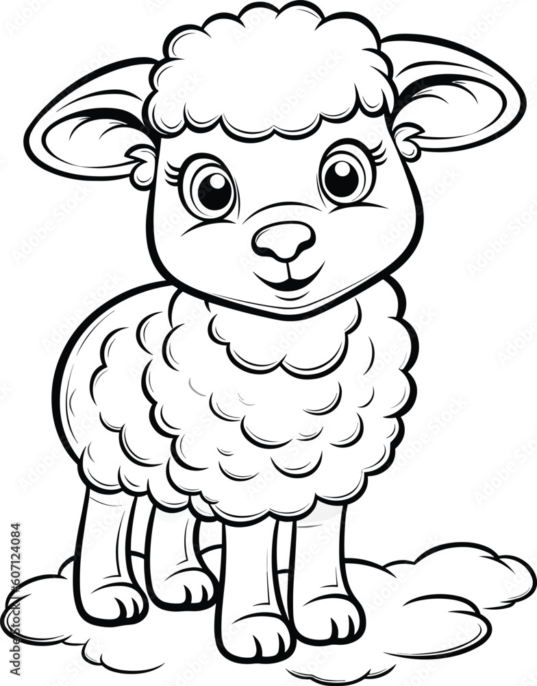 Sheep, colouring book for kids, vector illustration Sheep, colouring book for kids, vector illustration