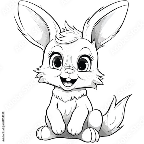 Rabbit, colouring book for kids, vector illustration