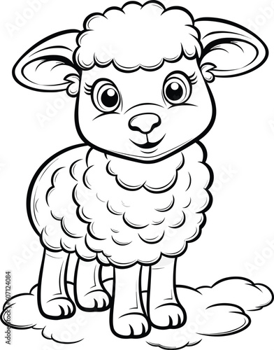 Sheep, colouring book for kids, vector illustration