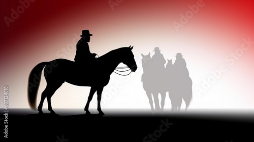 silhouette of a cowboy in the desert Generative AI © Dyeru