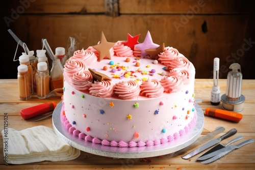 make birthday cake in the kitchen and stuff food photography