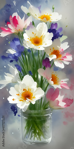 Wallpaper Mural Colorful flowers paint. AI generated illustration Torontodigital.ca