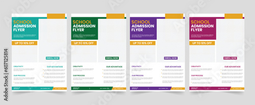 Kids school admission colorful bundle shape flyer and poster layout template 