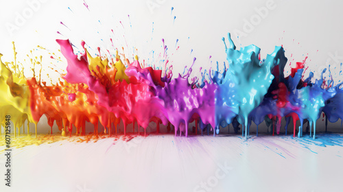3D colorful paint splatter background. Created with Generative AI Technology