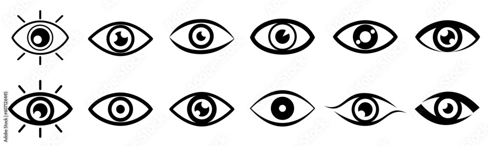 Set eye icons, vision blue signs – vector Set eye icons, vision blue signs – vector