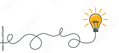 Banner lightbulb idea concept, creative concept bulb sign hand drawn, innovations background – stock vector