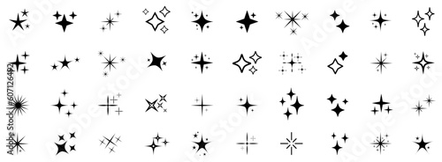 Leinwand Poster Stars set icons logo, social media stories icon, different sparkle star shapes i