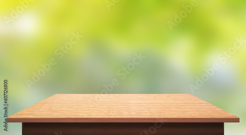 empty table on green background