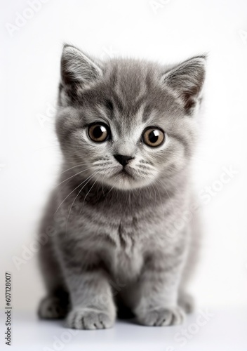 Portrait of young cute kitty cat baby on a white background © TKL