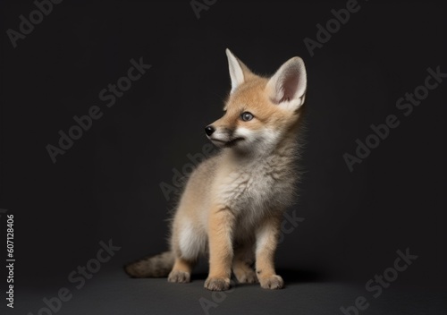 Young pale fox baby (Vulpes pallida) with dark background