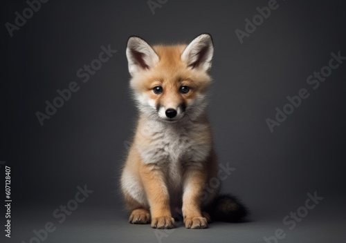 Cute little young Palid Fox, Pale Fox baby with grey background.