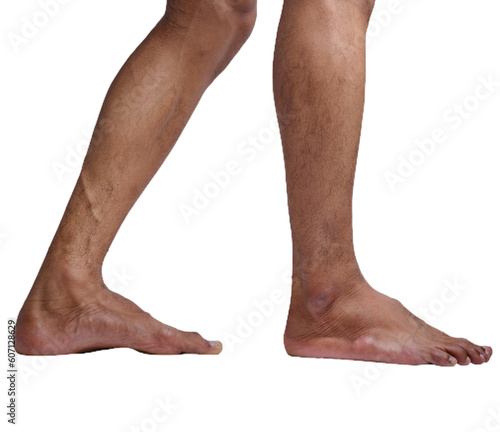 Male Feet in Various Poses against White or Transparent Background