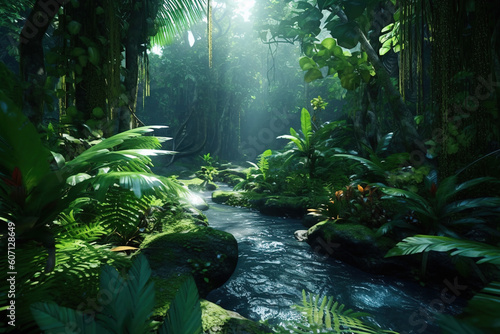 Tropical forest in the jungle. AI