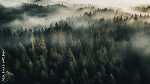 Morning fog in the mountains. AI © Oleksandr Blishch
