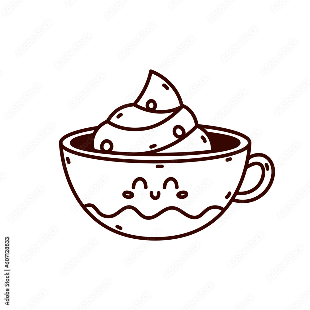 Cute doodle illustration of a mug isolated on a white background