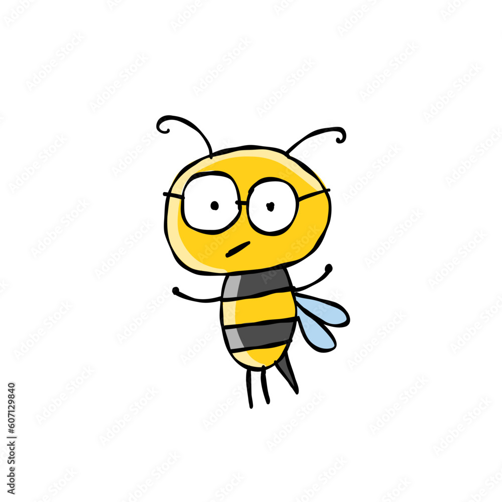 Naklejka premium Funny Bee character isolated on white for your design