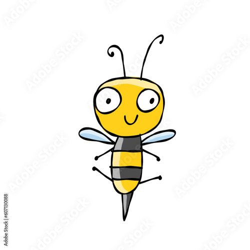 Funny Bee character isolated on white for your design