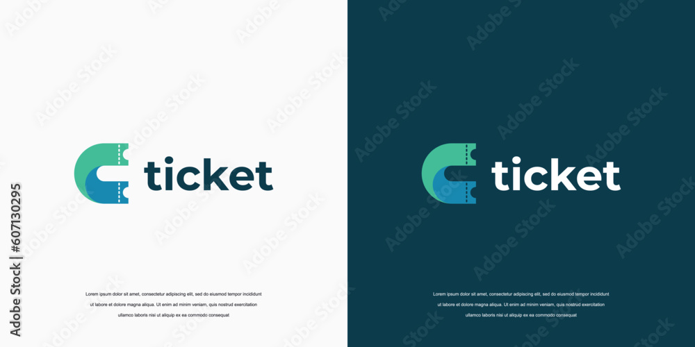 Ticket logo vector design. Ticket icon Letter C