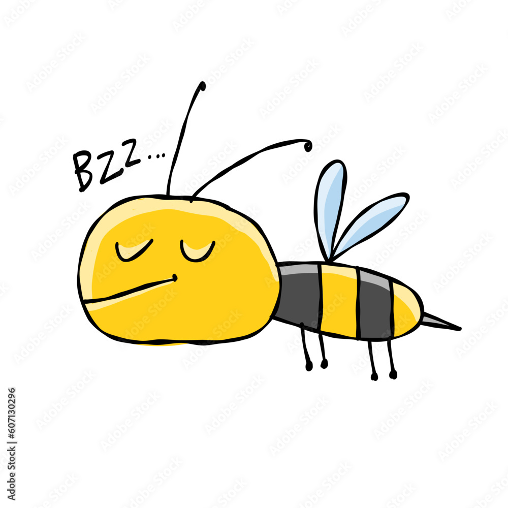 Obraz premium Funny Bee character isolated on white for your design