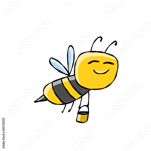 Funny Bee character isolated on white for your design