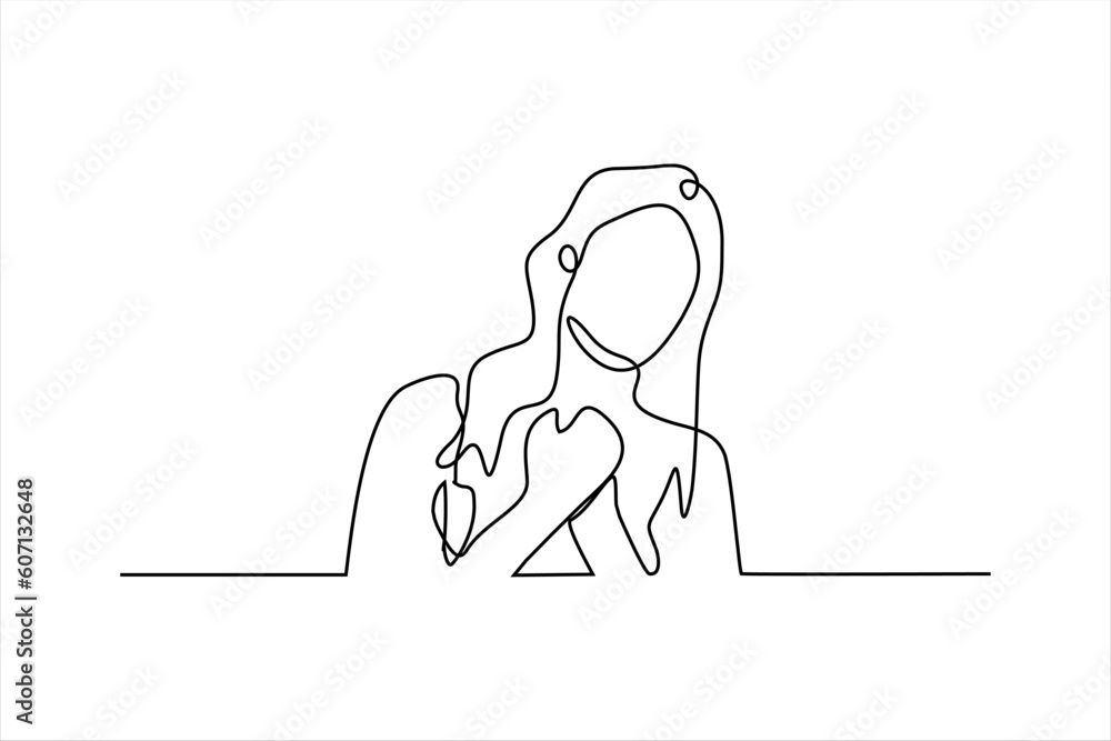 woman expression continuous line illustration