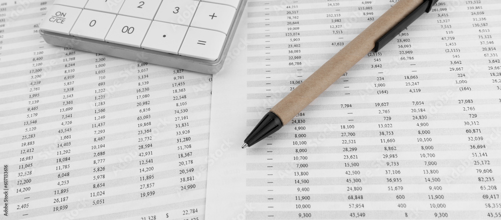 Calculator on financial documents. Financial concept. Calculator on financial documents. Financial concept.