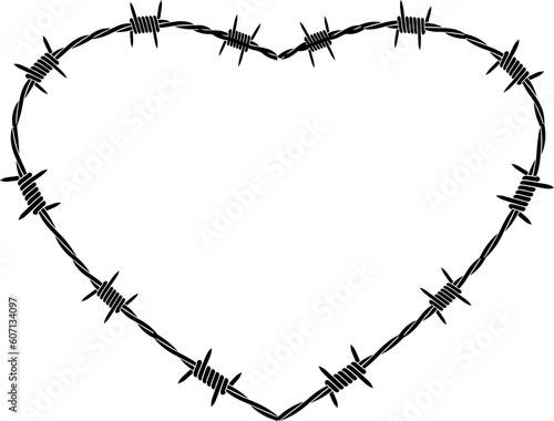 heart barbed wire barb wire love svg vector cut file for circut and silhouette leather vinyl template   
