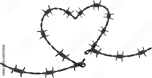 heart barbed wire barb wire love svg vector cut file for circut and silhouette leather vinyl template   