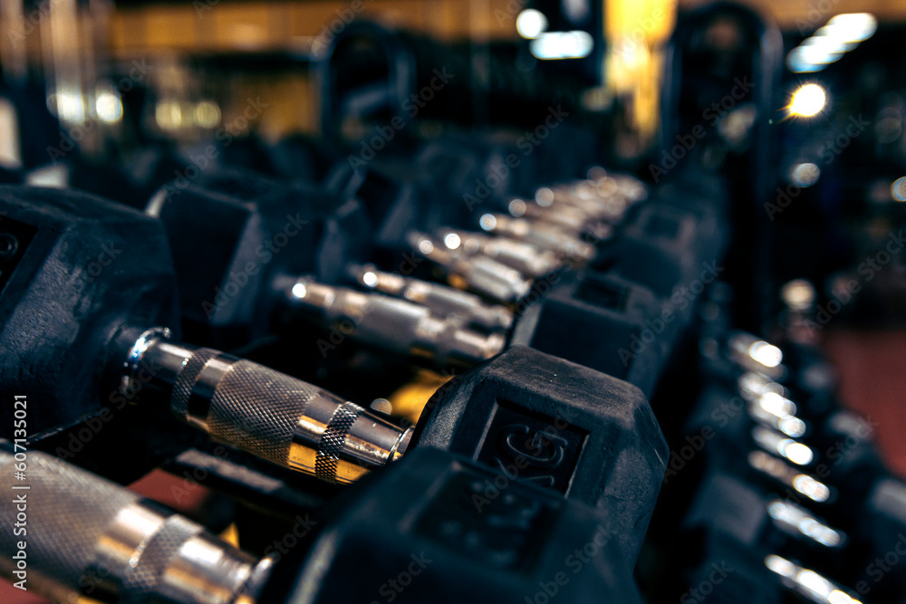 Naklejka premium closeup of the weights of a gym