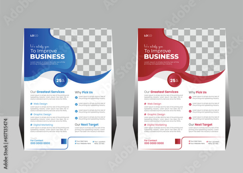 Corporate Professional and Creative Business Flyer with two colors scheme vector template in A4 size