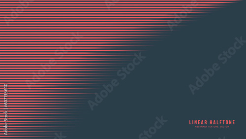 Linear Halftone Pattern Vector Smooth Border Red Black Stylish Abstract Background. Retrowave Synthwave Retro Futurism Design Minimalistic Art Style Abstraction. Half Tone Textured Striped Decoration