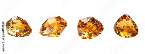 A set of semi-precious stones, citrine minerals. Generative AI technology.