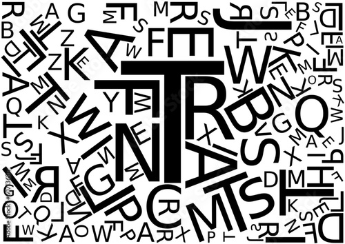 Background with letters scattered chaotic
