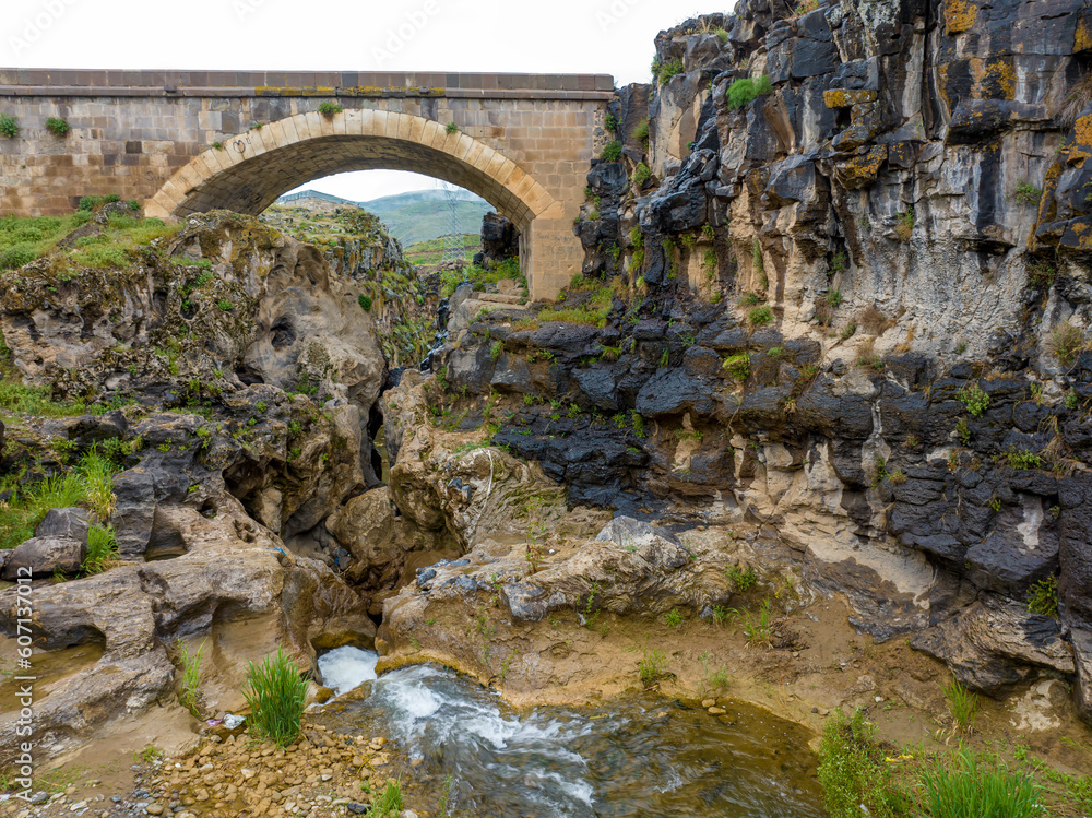 Historical Devil Bridge (Seytan Koprusu). Eastern Turkey. Muradiye / Van / TURKEY.