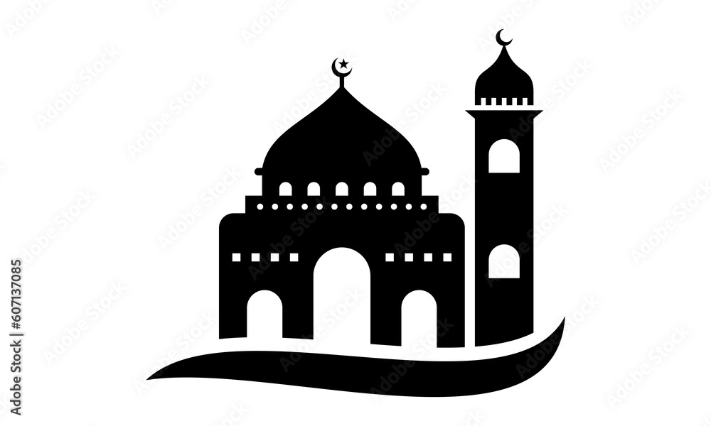 black mosque vector icon logo