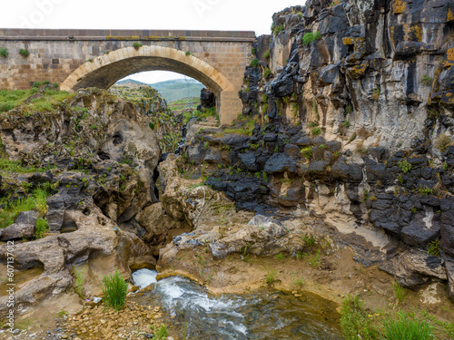 Historical Devil Bridge  Seytan Koprusu . Eastern Turkey. Muradiye   Van   TURKEY.